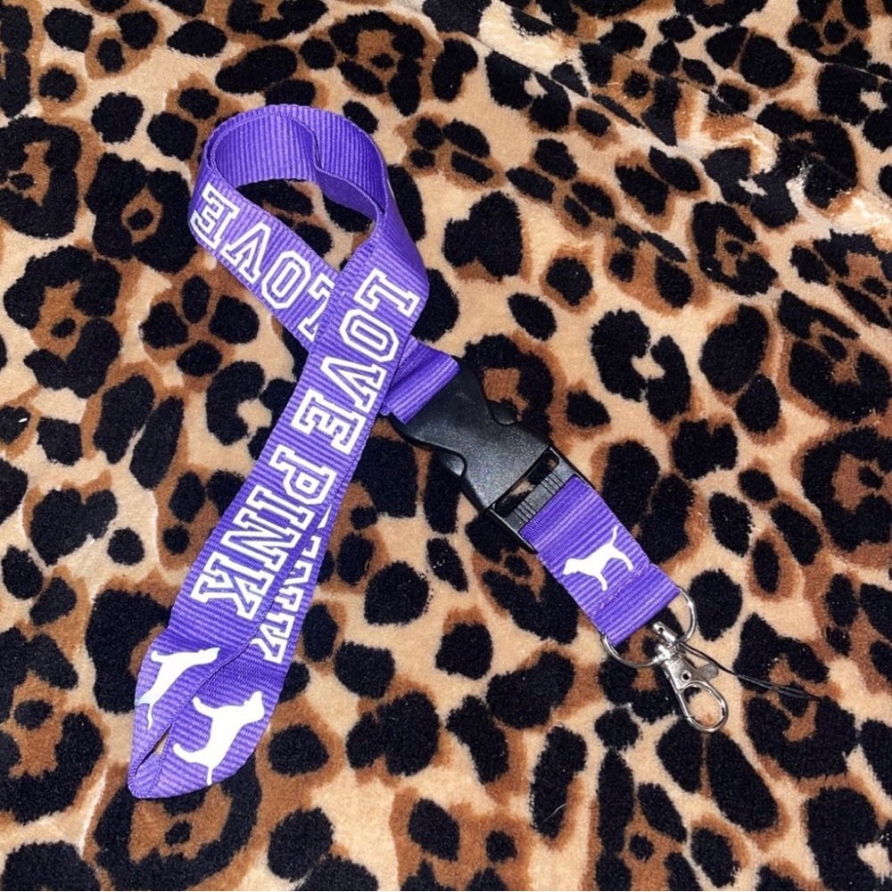 Purple PINK brand keychain.